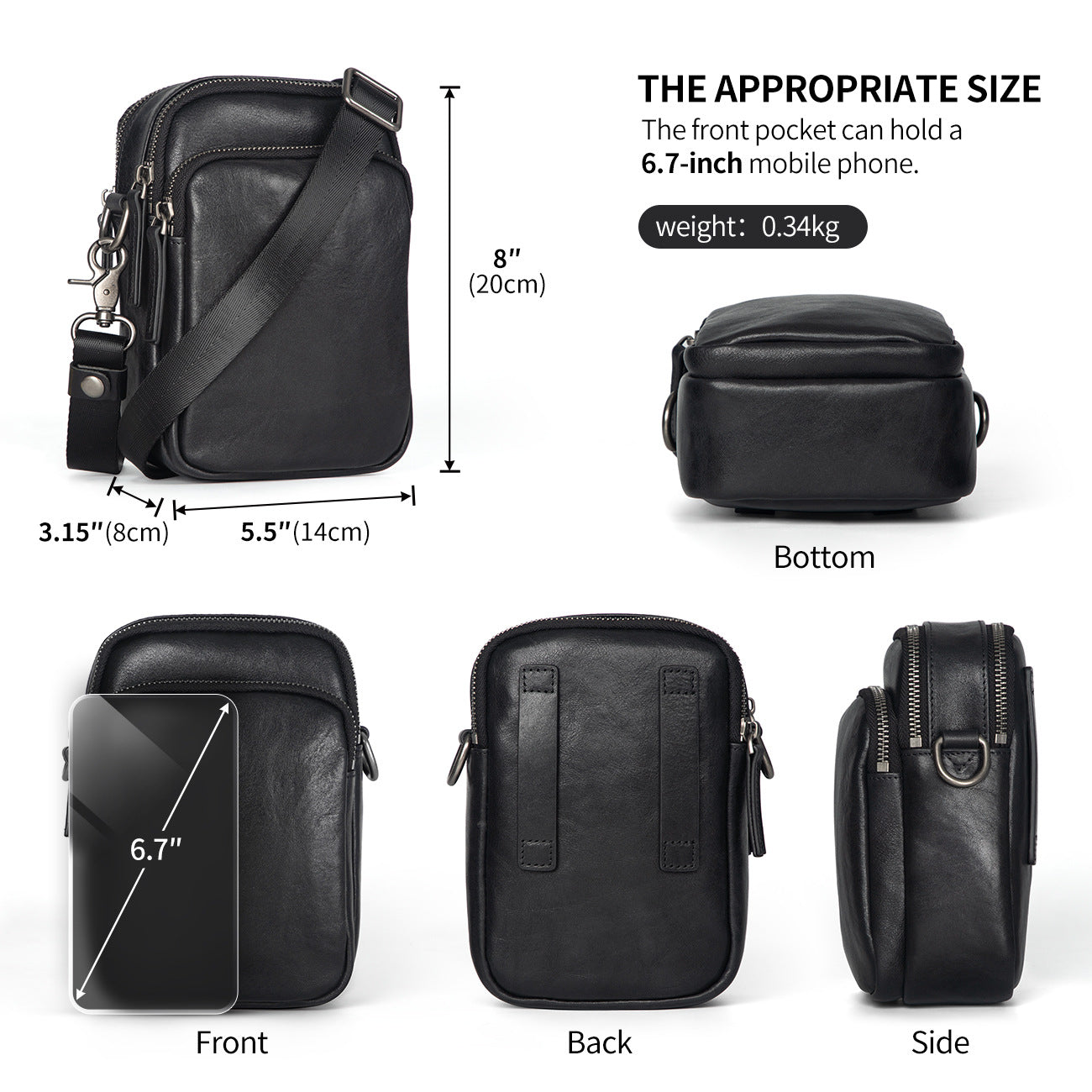 Men's Genuine Cattlehide Leather Surface Korean Style Bags