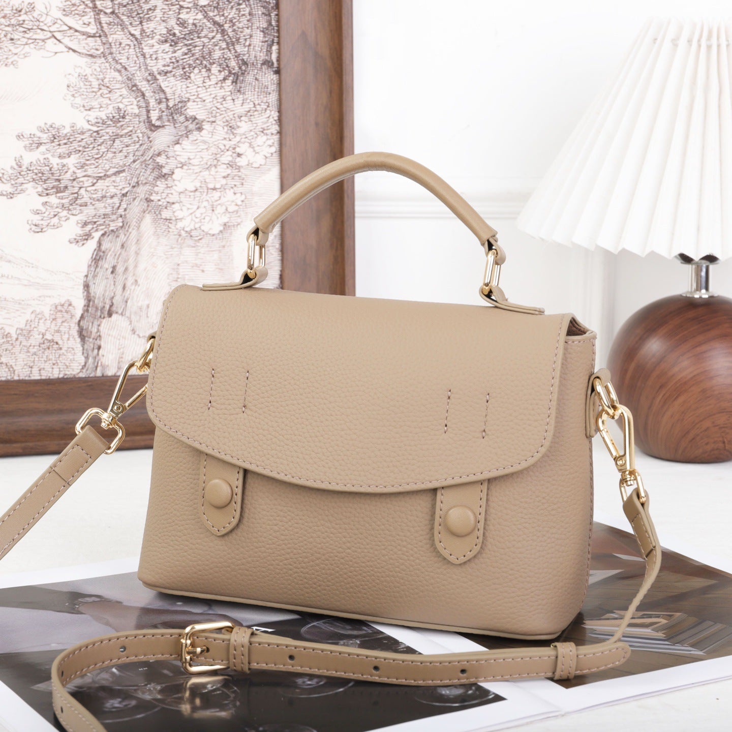Women's First Layer Cowhide Popular Cambridge Winter Trendy Women's Messenger Bag