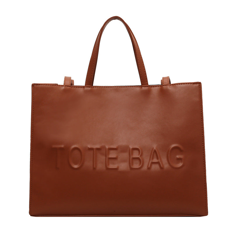 Women's Large Capacity Totes Simple Texture Portable Bags