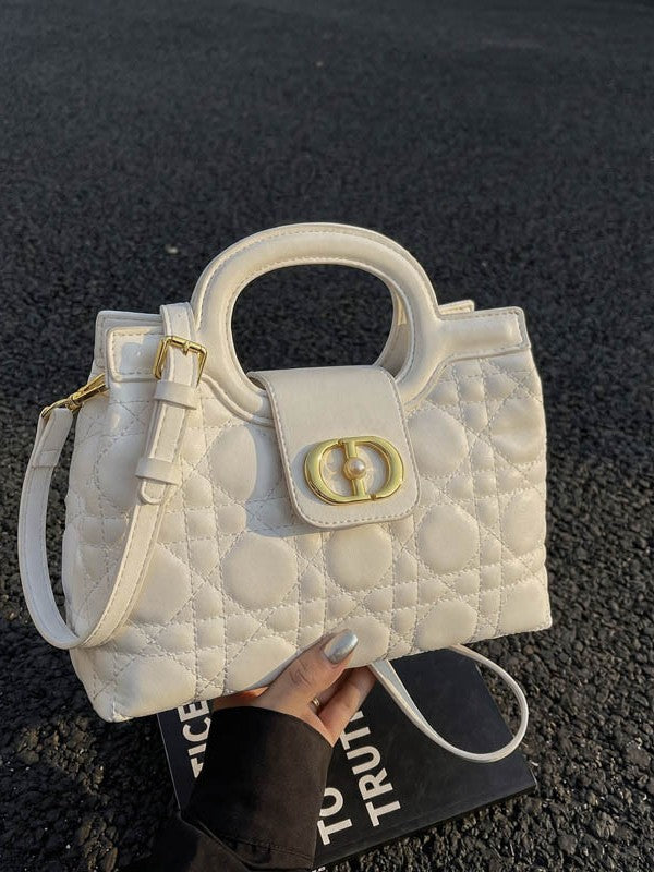 Thread Diamond Chain Fashion Genuine Leather Pearl Hand Light Bags