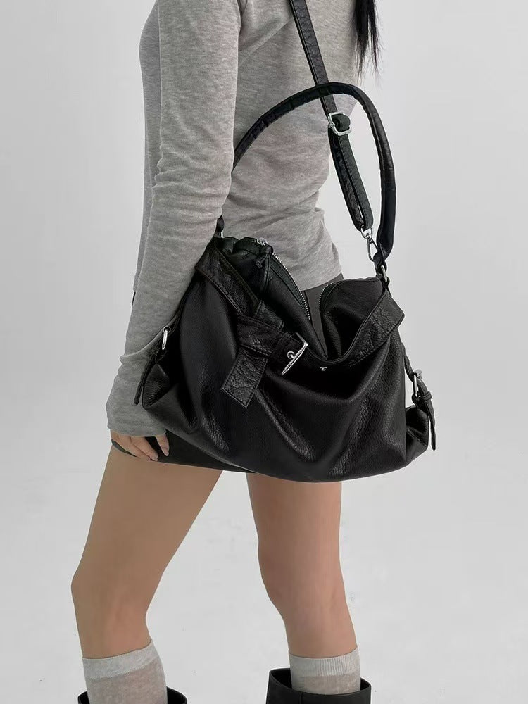 Capacity Pure Color Washed Trendy Cool Hot Women's Messenger Bag