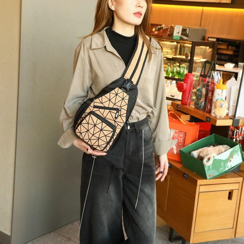 Women's Portuguese Cork Bark Geometric Rhombus Women's Shoulder Bag
