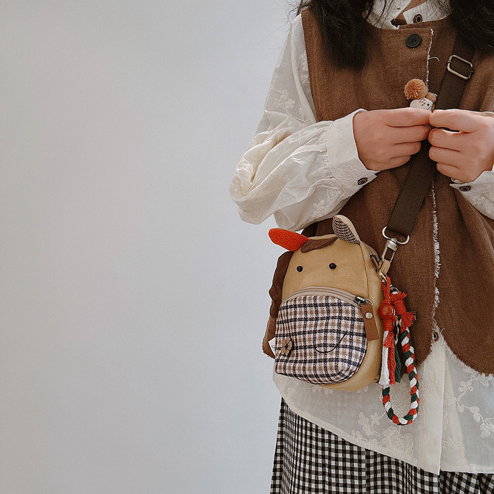 Tricolor Patch Soon Rich Flower Cute Cartoon Pony Plaid Girly Women's Messenger Bag