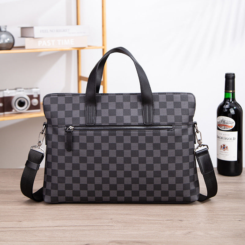 Men's Korean Style Office Plaid Fashion Trendy Men's Briefcase