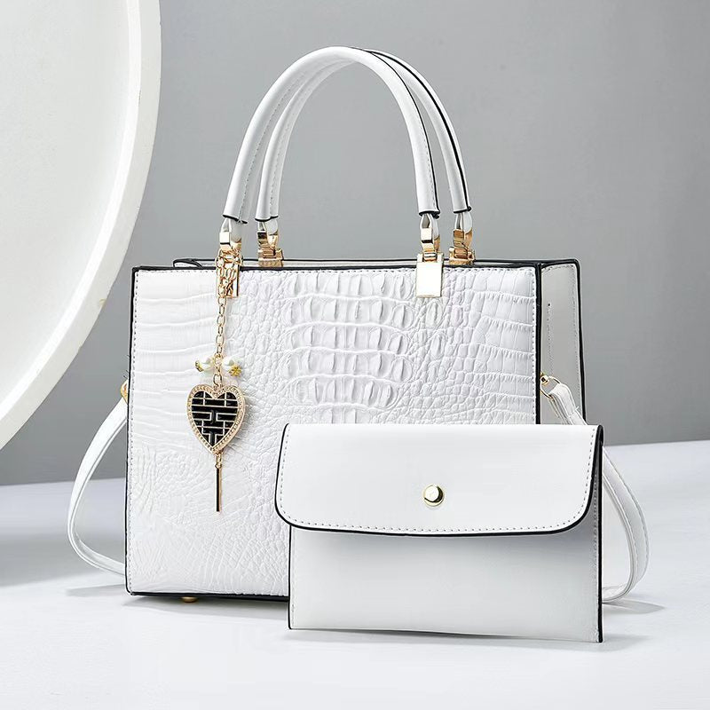 Women's Leather Crocodile Stone Texture Large Capacity Portable Mother Women's Shoulder Bag