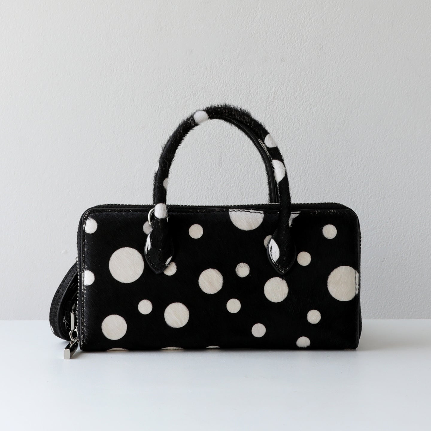 Women's High-grade Portable Horsehair Polka Dot Mobile Genuine Leather Small Square Bag