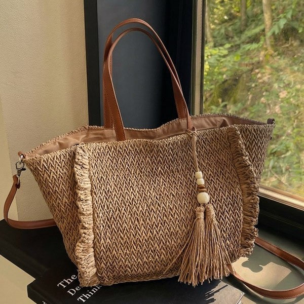Woven Seaside Vacation Large Capacity Commuter Beach Summer Women's Shoulder Bag