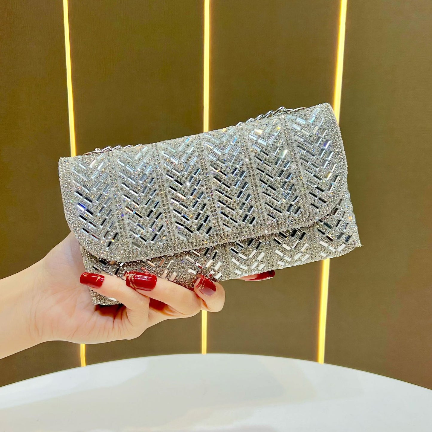 Fashion Chain Style One Full Diamond Light Luxury High-grade Shoulder Bags