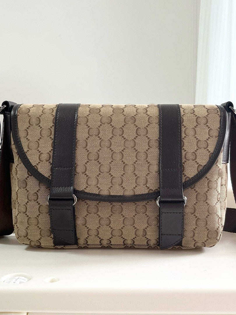 Men's Home Large Capacity Presbyopic Flip Retro Plaid Poor Shoulder Bags