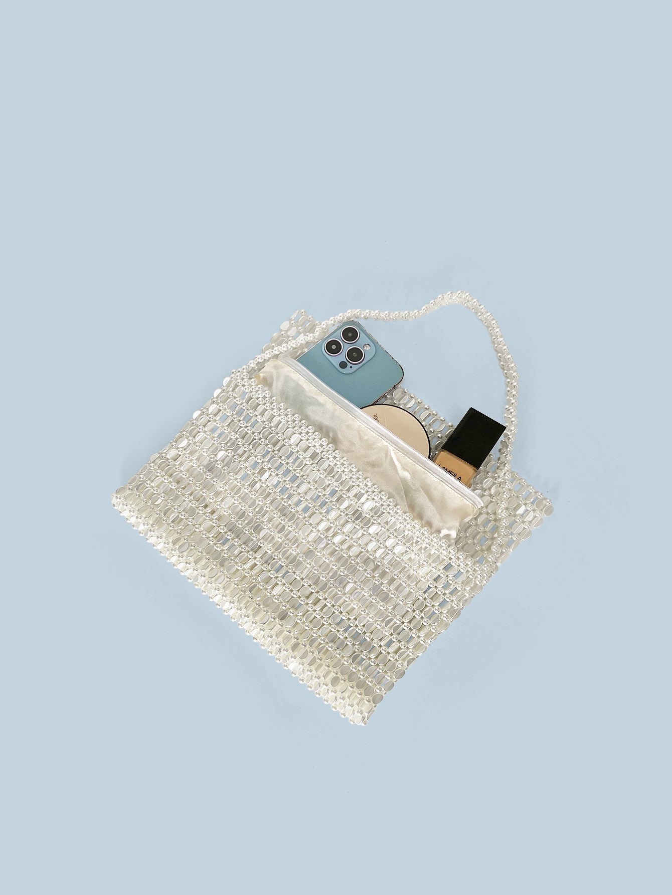 Women's Melon Seeds Beads Woven Large Capacity Portable Underarm Flip Handmade Women's Handbag