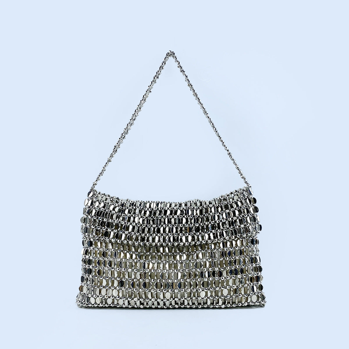 Women's Melon Seeds Beads Woven Large Capacity Portable Underarm Flip Handmade Women's Handbag