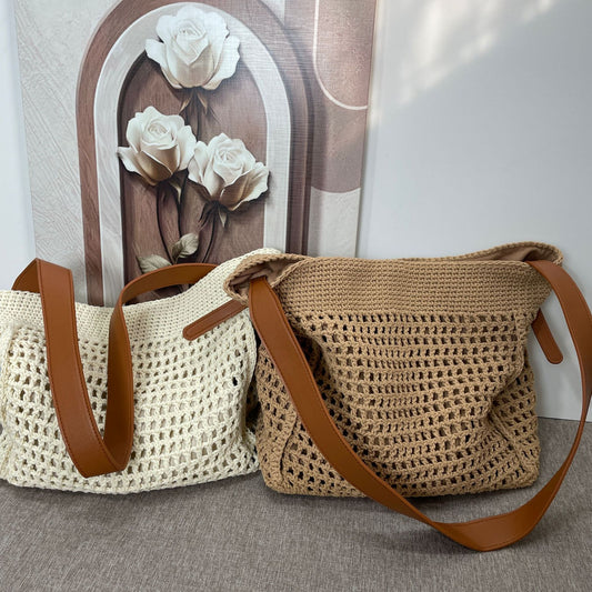 Women's Seaside Vacation Beach French Lazy Style Simple Women's Shoulder Bag