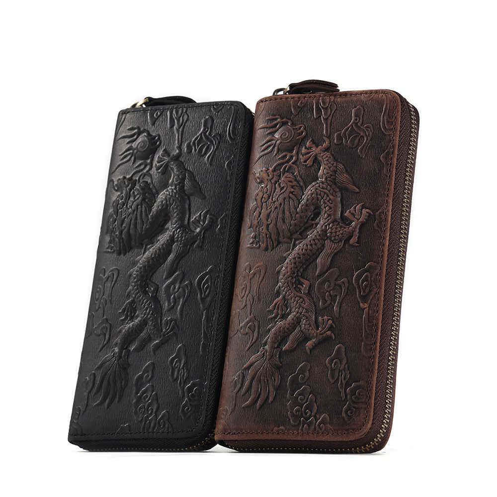 Men's National Fashion Long Large Capacity Zipper Genuine Men's Wallet