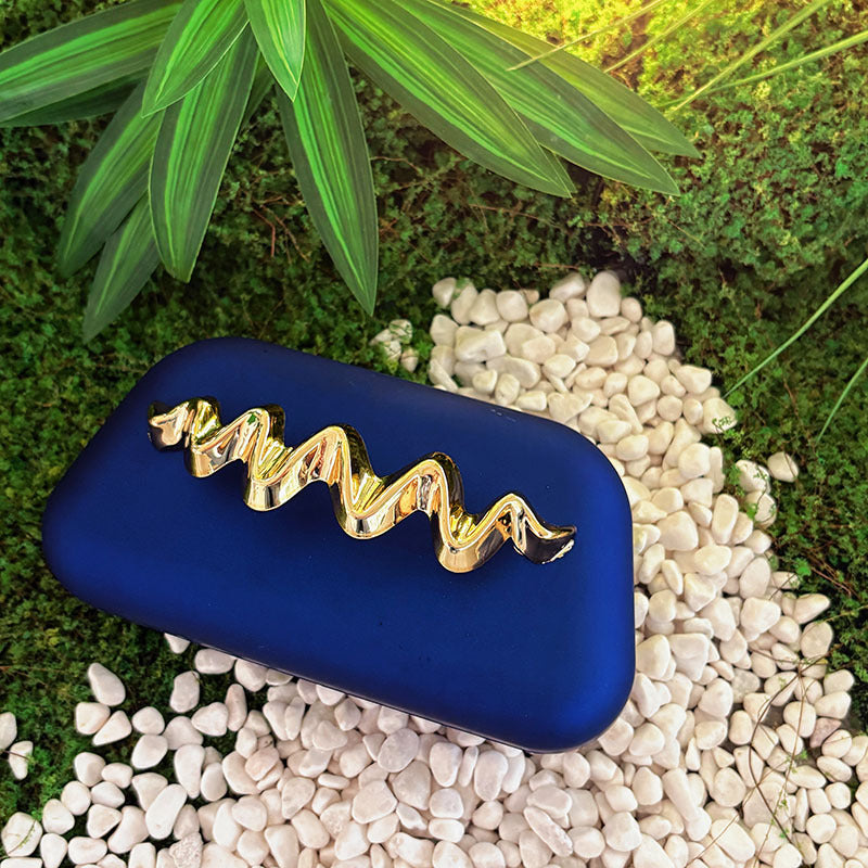 Simple Elegant Matte Texture Box Metal Wave Decorative Bags