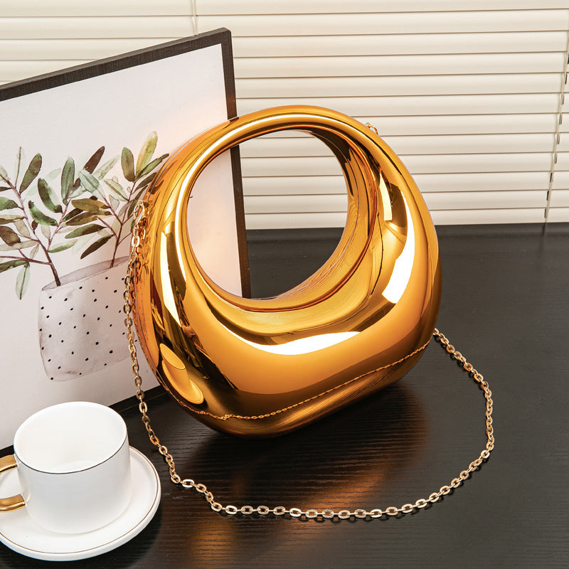 Cool Crescent Gold Sier Makeup Acrylic Dinner Bag