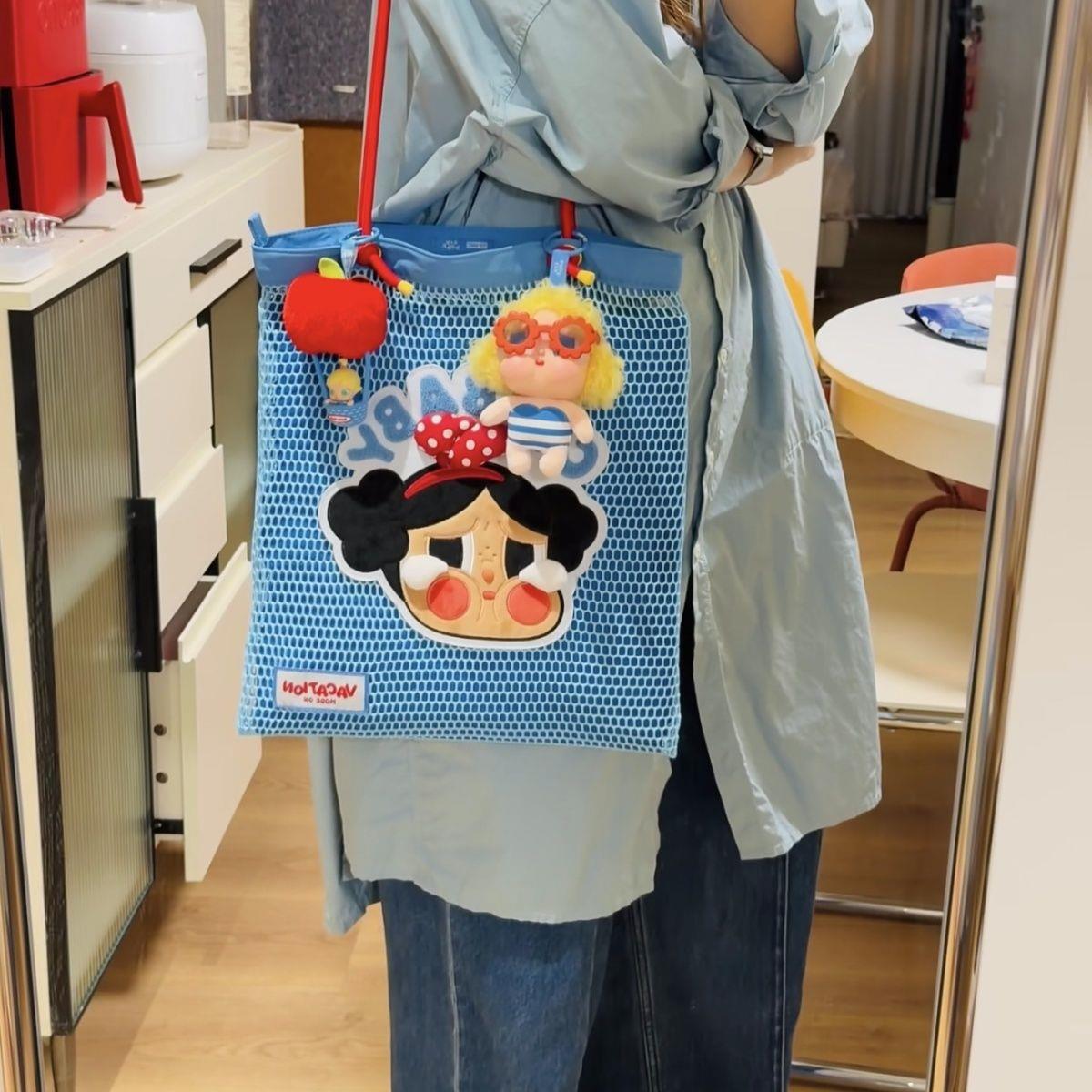 Crying Blue Net Storage Large Capacity Lightweight Fashion Women's Shoulder Bag
