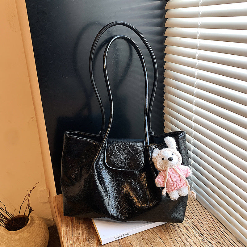 Women's Oil Wax Leather Korean Large Capacity Exquisite Fashion Women's Shoulder Bag