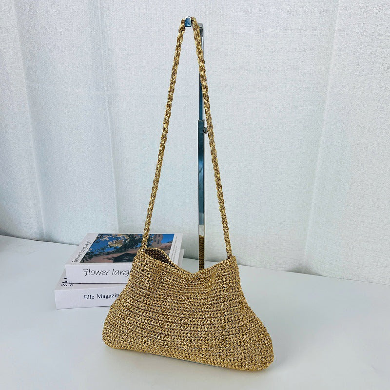 Women's Thread Underarm Niche Design Seaside Holiday Handmade Women's Shoulder Bag