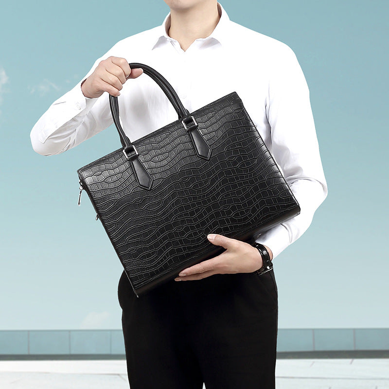 Men's Business Large Capacity Fashion Cattlehide Leather Handbags