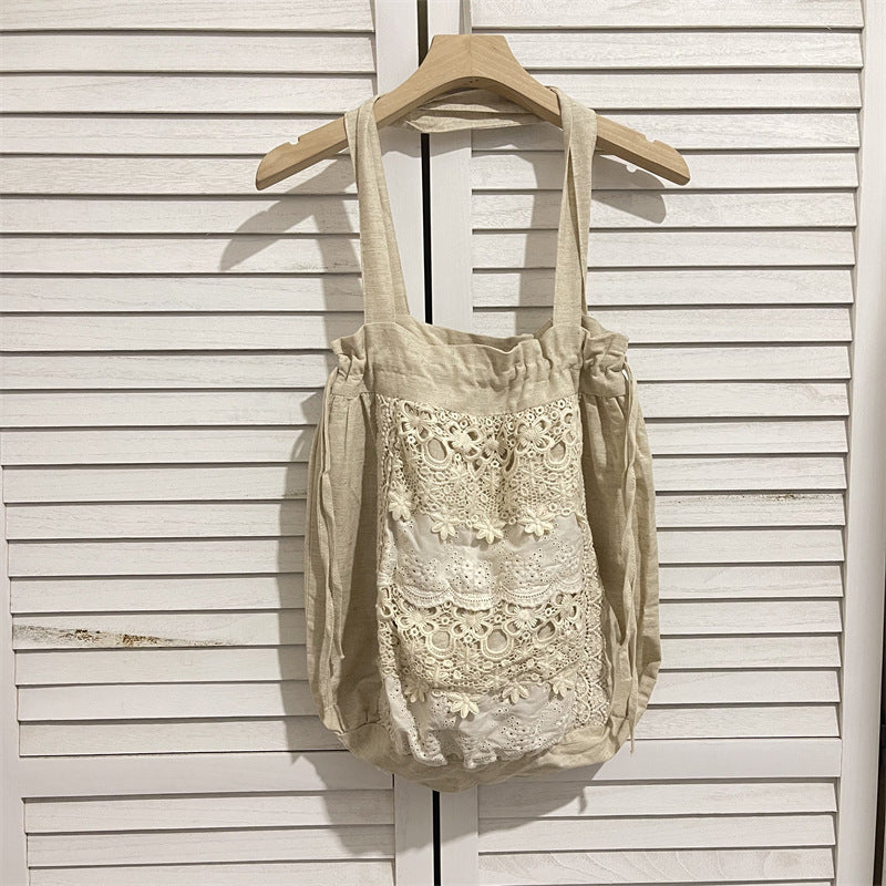 Artistic Cotton Linen Adjustable Cloth Lazy Lace Women's Shoulder Bag
