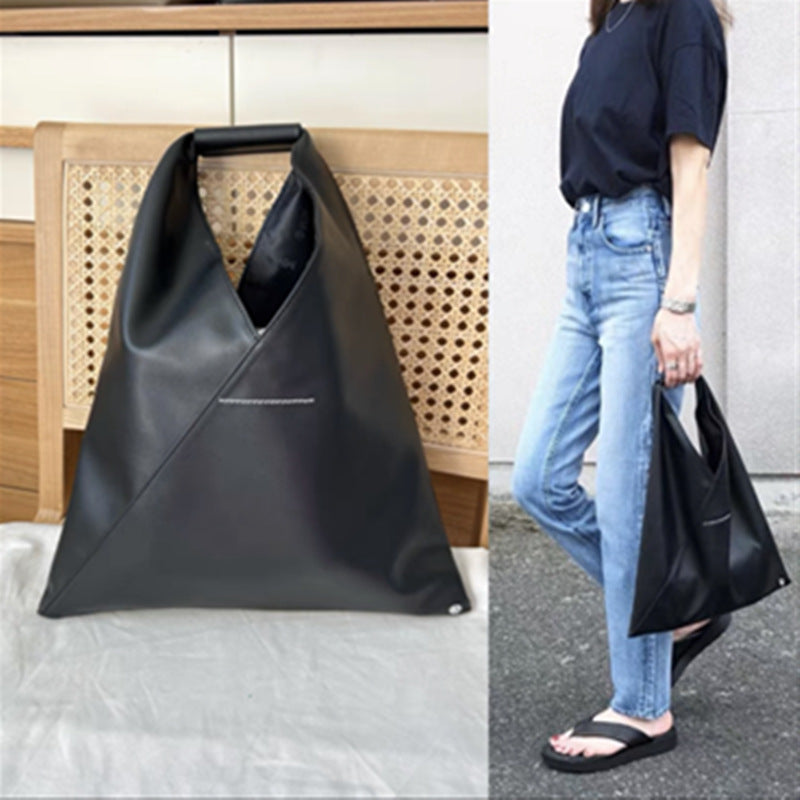 Women's Medium Size Black Triangle Dumpling Mesh Shoulder Bags