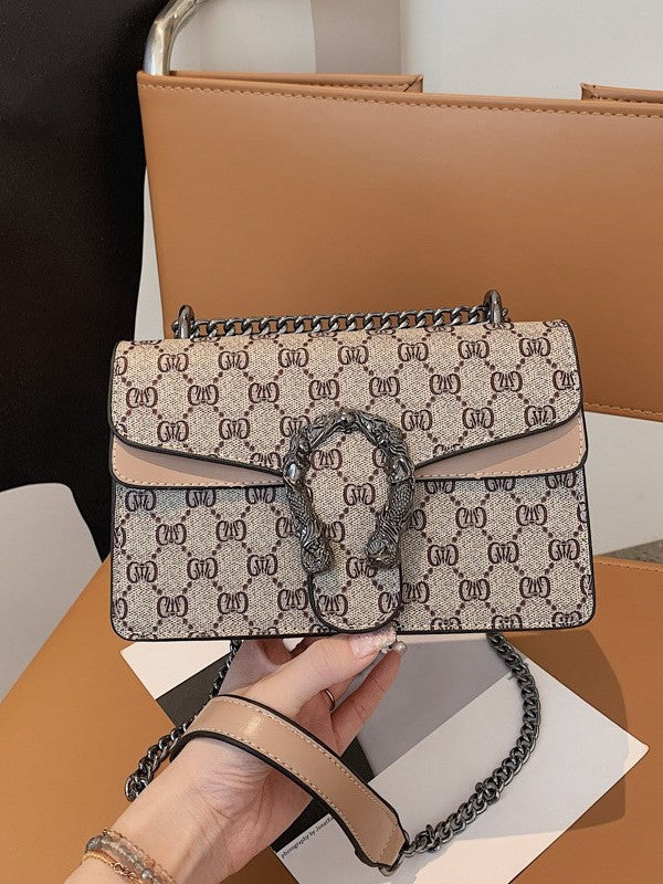 Women's Fashion Wine God Vintage Printed Chain Women's Messenger Bag