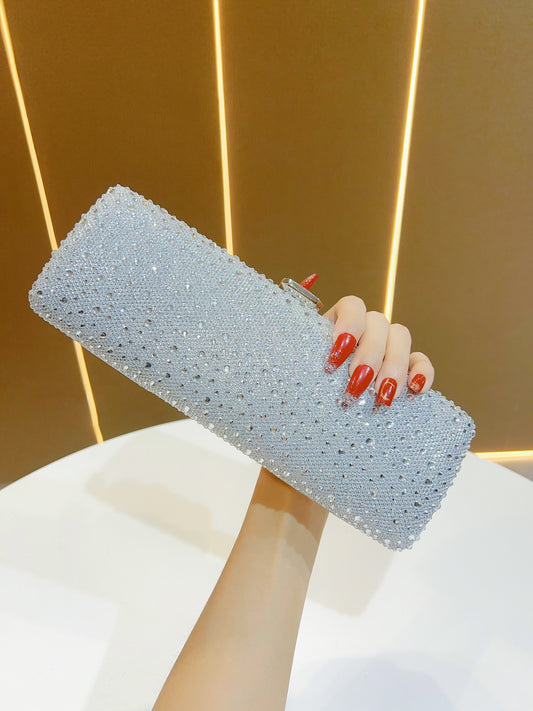 High-grade Full Diamond Shiny French Mobile Women's Clutch