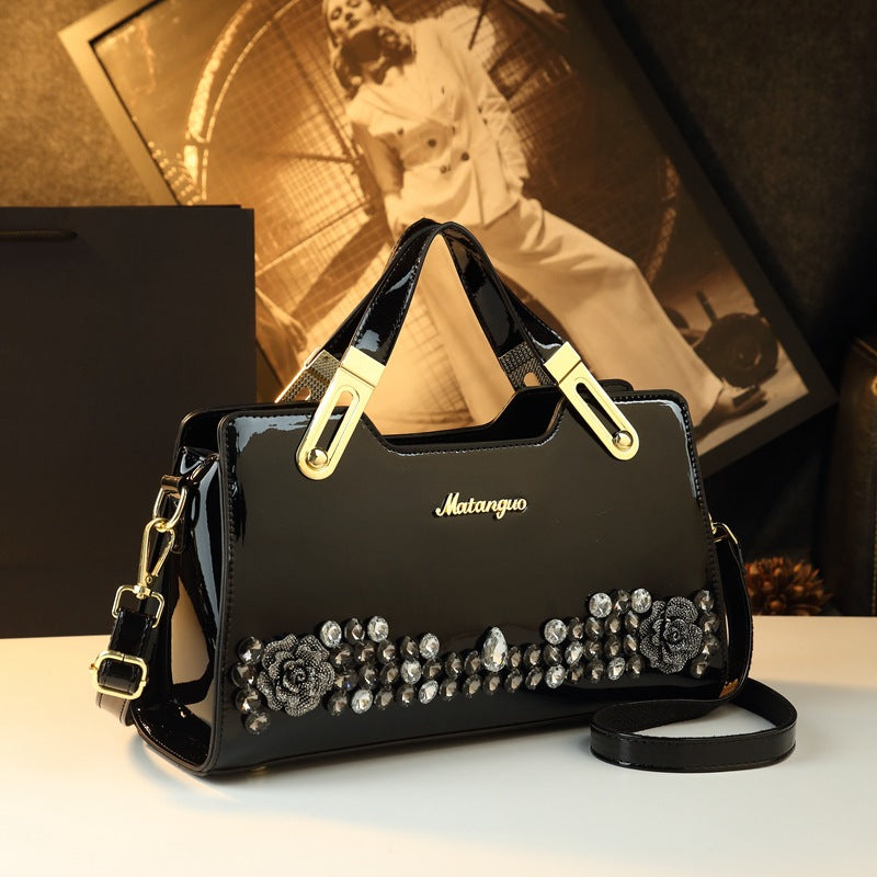 Women's Embroidered Diamond Genuine Leather Mother Fashionable Women's Handbag