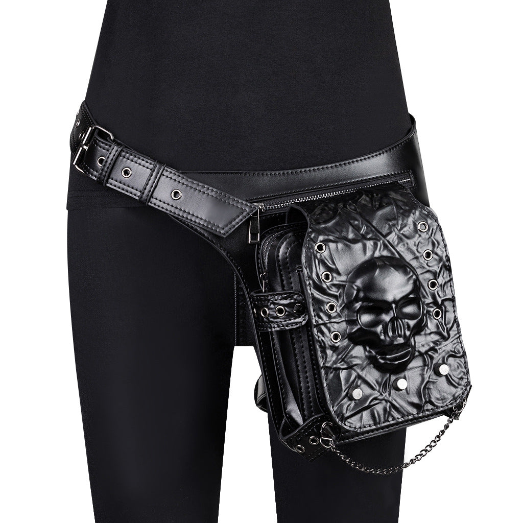 Men's Dark Goth Style Skull Embossed Niche Men's Fanny Pack