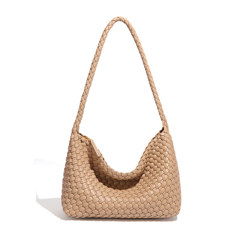 Hand-woven Simple Commute Soft Leather Underarm Fashionable Shoulder Bags