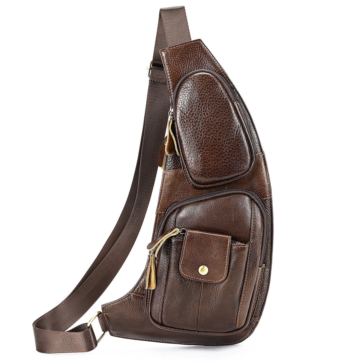 Men's Fashion Leather High-grade Retro Handmade Large Capacity Men's Chest Bag