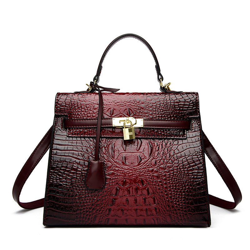Women's Crocodile Pattern Platinum Fashion Kelly Handbags