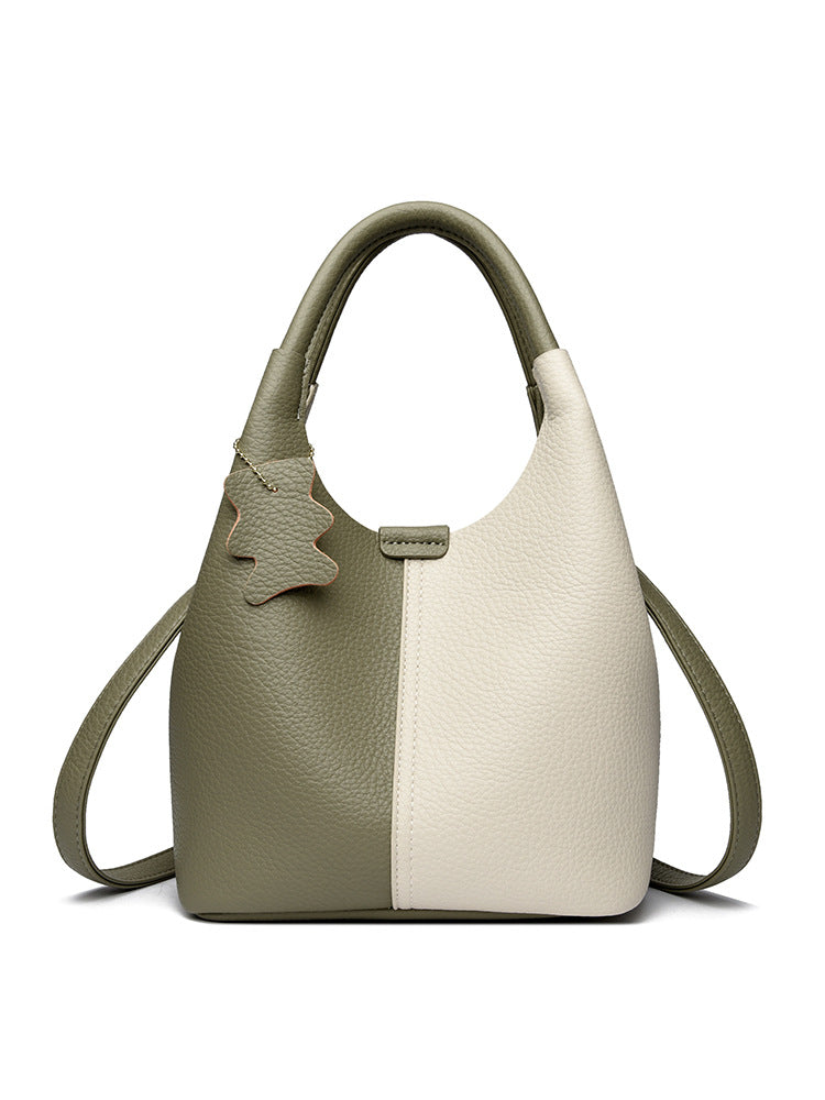 Women's Fashionable Color Blocking Vegetable Basket Generous Lock