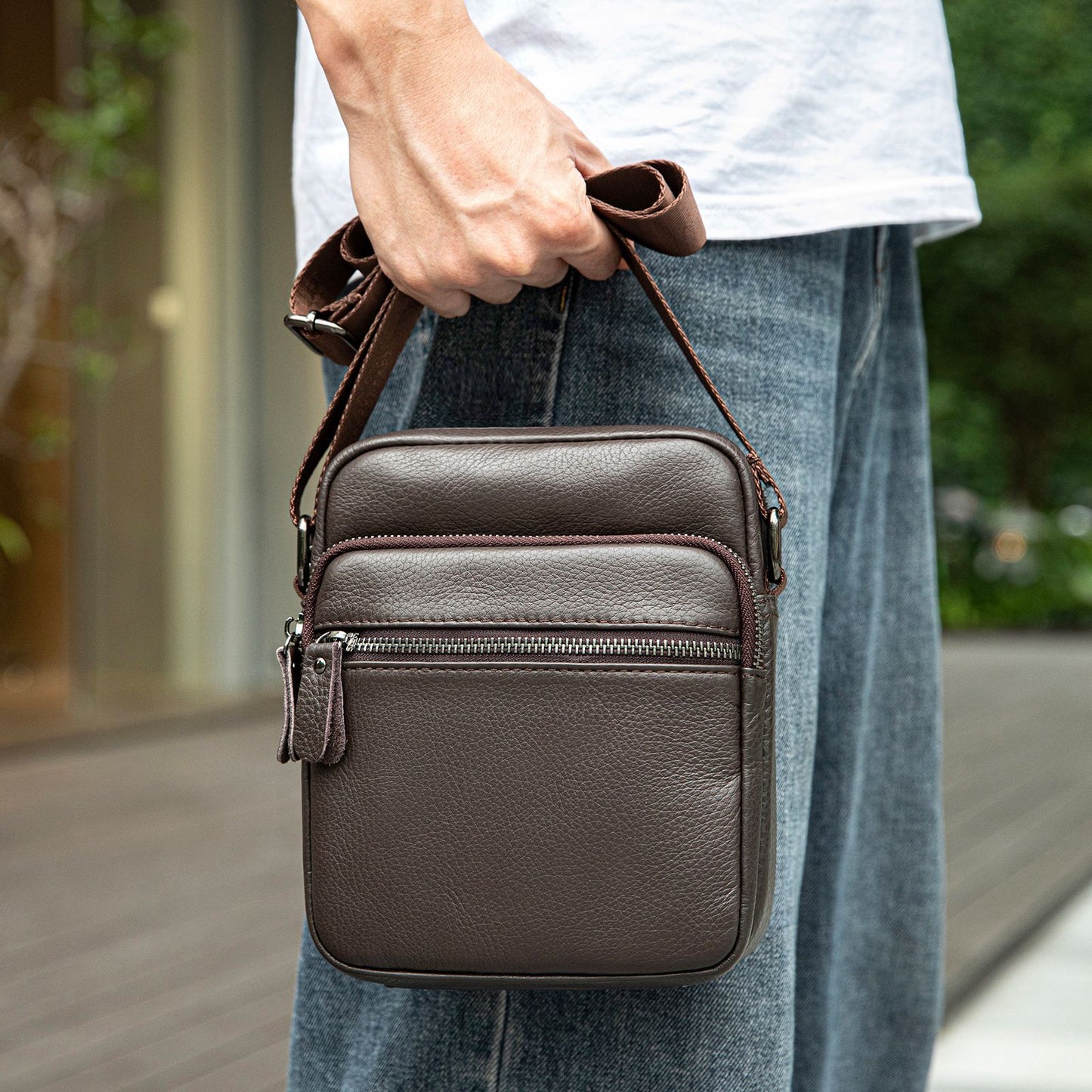 Men's Genuine Leather High-grade First Layer Vertical Business Men's Shoulder Bag