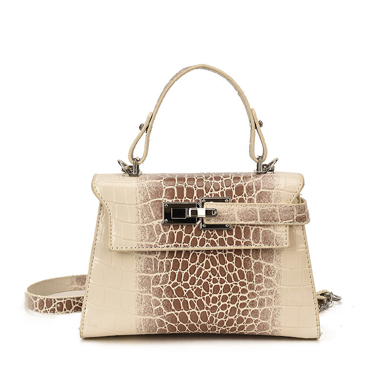Women's Retro Simple Crocodile Pattern Kelly Contrast Color Texture Small Square Bag