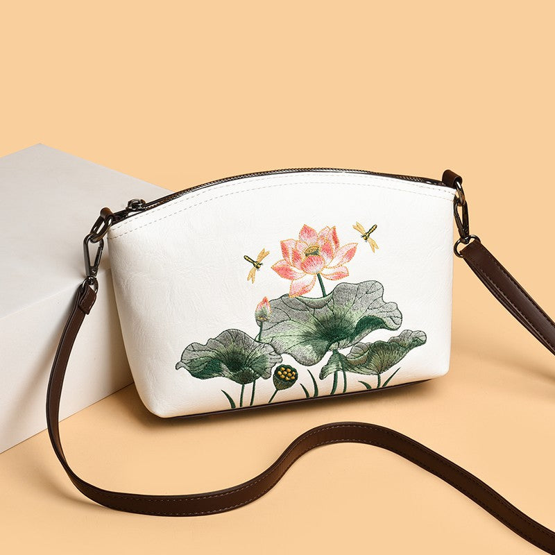 Women's Retro National Style Lotus Embroidery Shell Chinese Bags
