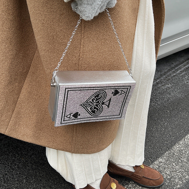Women's Creative Playing Cards Box Rhinestone Versatile Bags