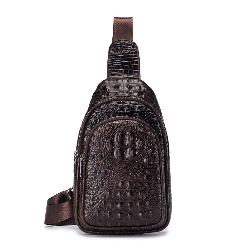 Men's Crocodile Pattern Genuine Leather Top Layer Men's Chest Bag