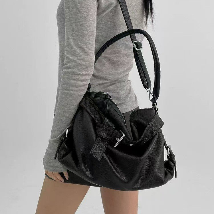 Capacity Pure Color Washed Trendy Cool Hot Women's Messenger Bag