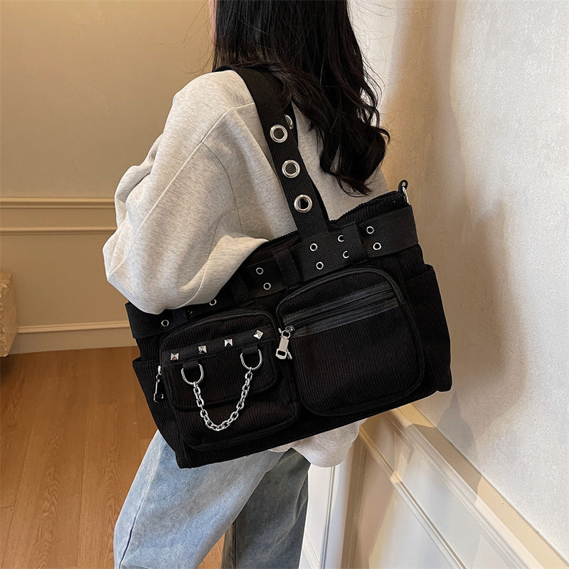Women's Punk Large Capacity Rivet Commuter Women's Shoulder Bag