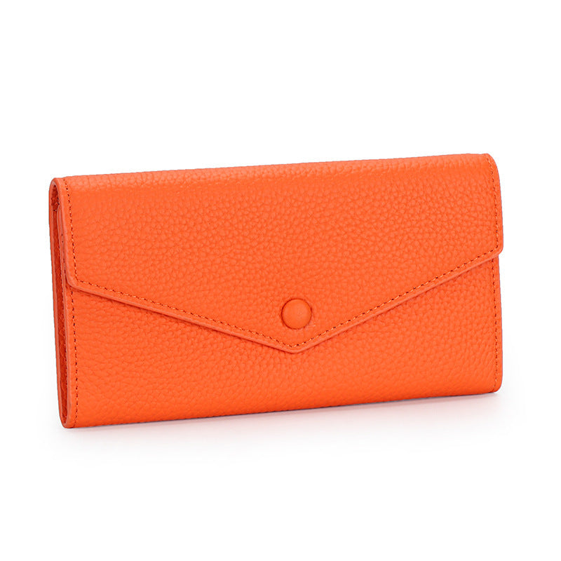 Women's Full Cowhide Long Large Capacity Genuine Ladies Wallet