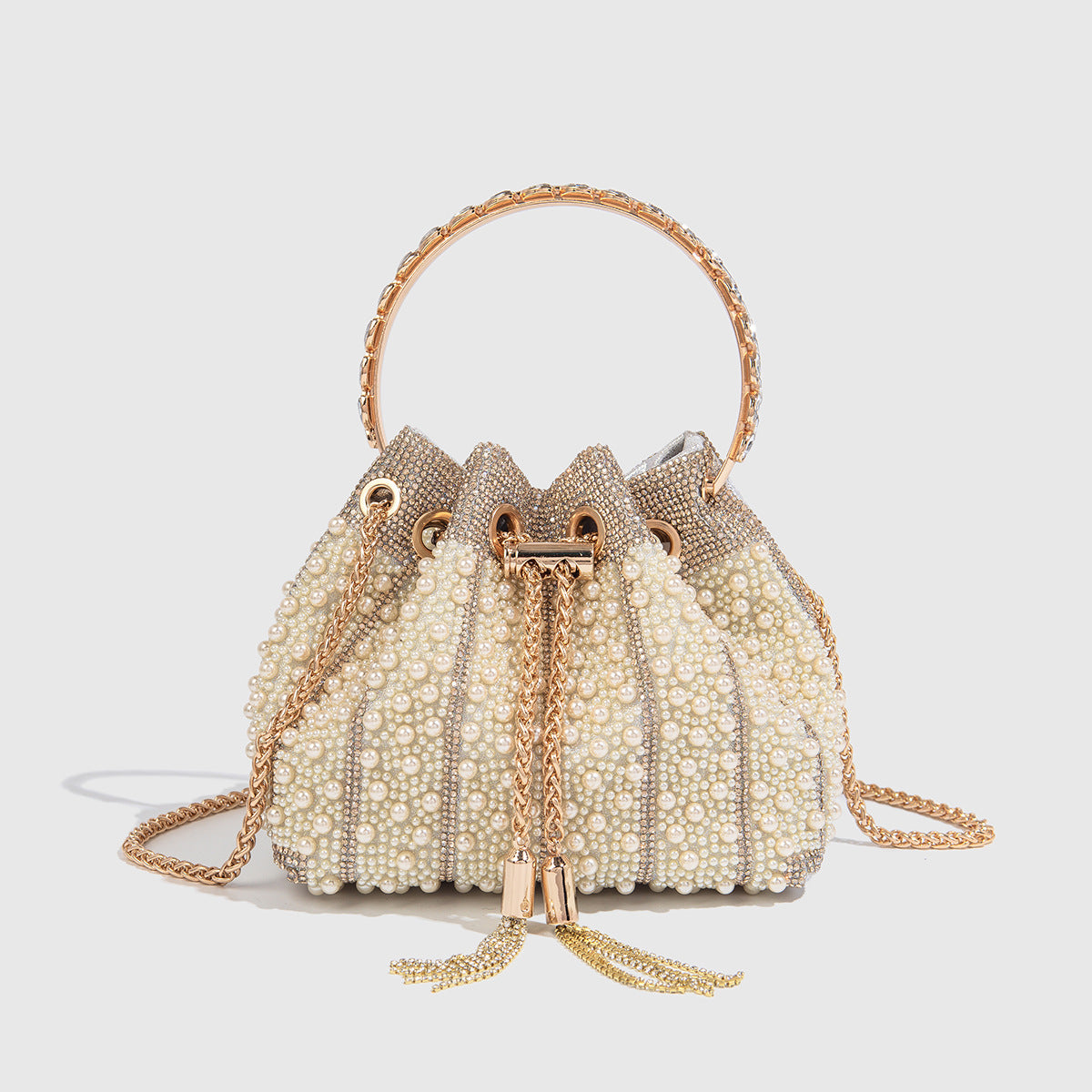 Women's Gradient Color Full Diamond Tassel Dinner Bag