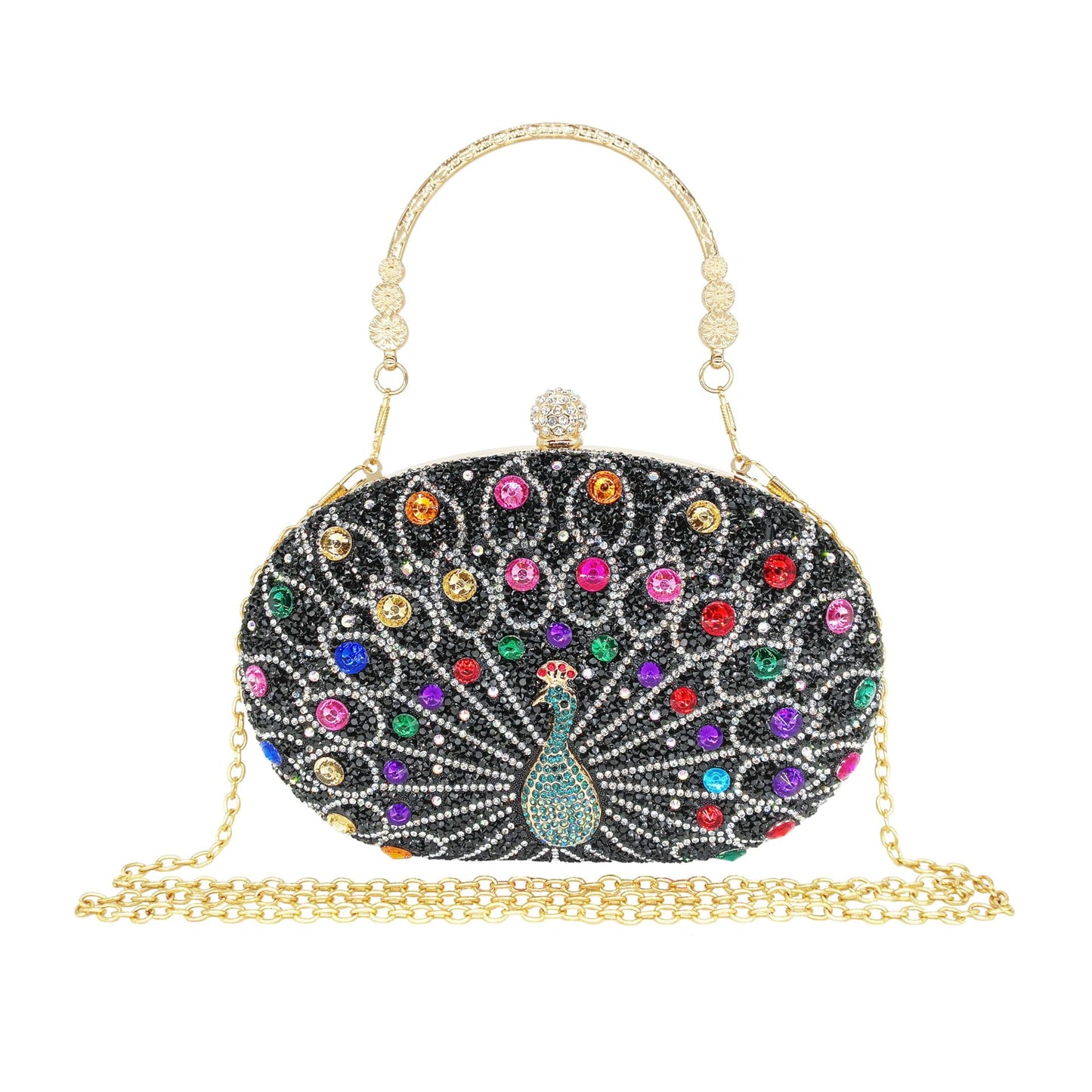 Peacock Diamond Retro Style Party Black Dress Dinner Bag