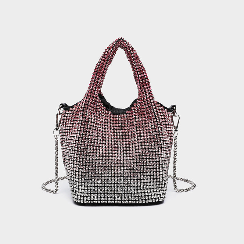 Women's Full Diamond Rhinestone Chain Shiny Portable Bucket Bags