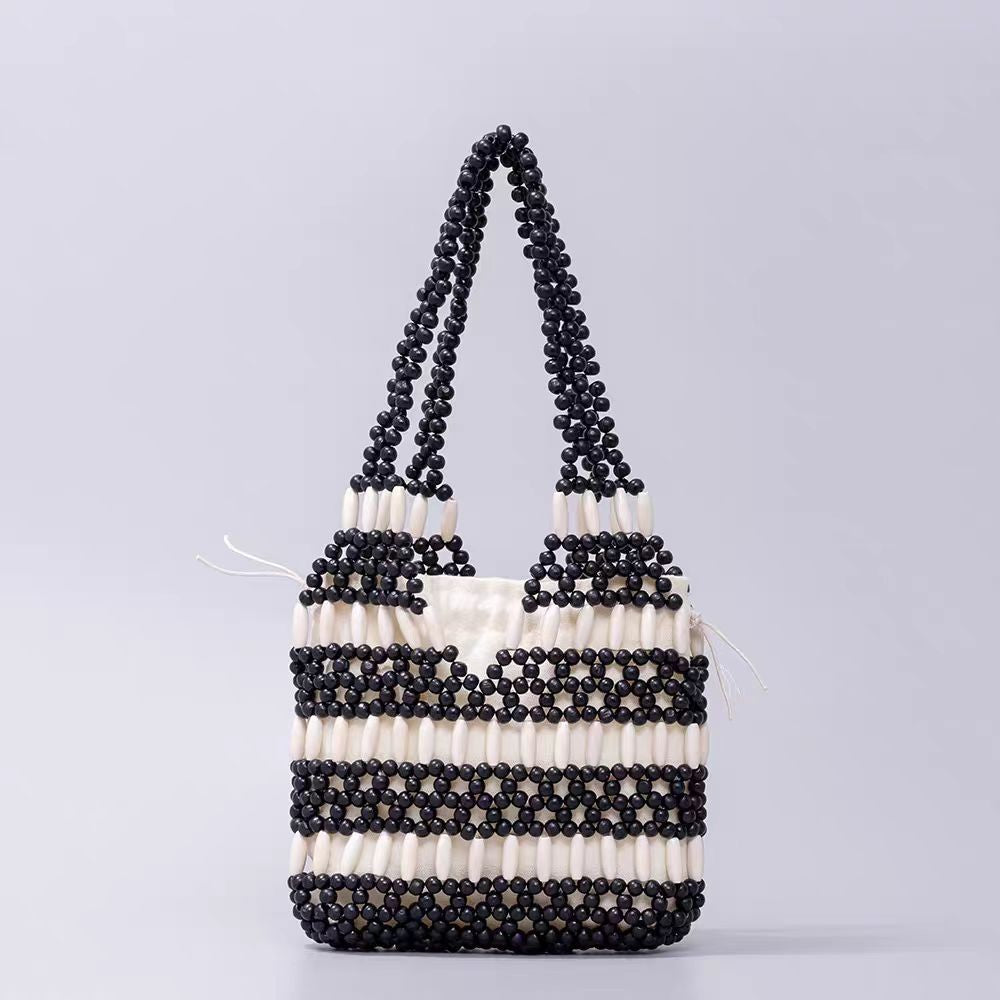 Wooden Bead Fashion Hand-woven Design Advanced Small Square Bags