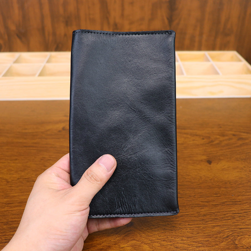 Men's Hand-rub Color Distressed Leather Passport Wrapper Document Business Fashion Men's Wallet