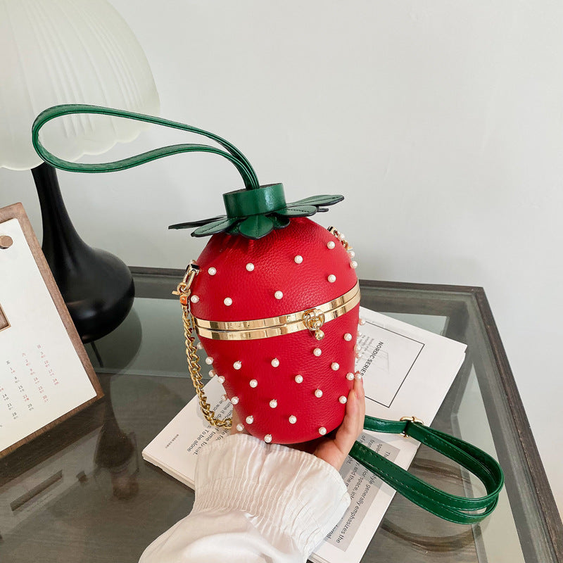 Women's Mori Fashion Rivet Personality Strawberry Shape Women's Messenger Bag