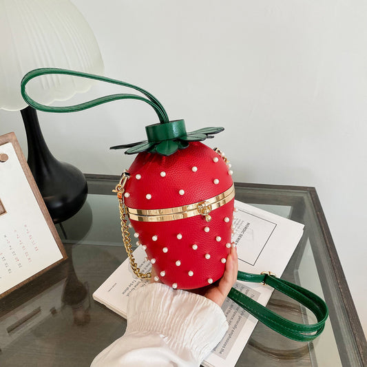 Women's Mori Fashion Rivet Personality Strawberry Shape Women's Messenger Bag