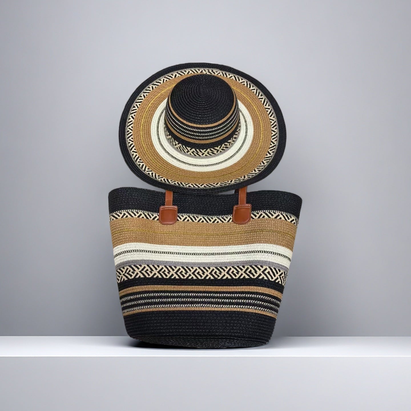 Colored Mosaic Holiday Sun Protection Hat Women's Shoulder Bag