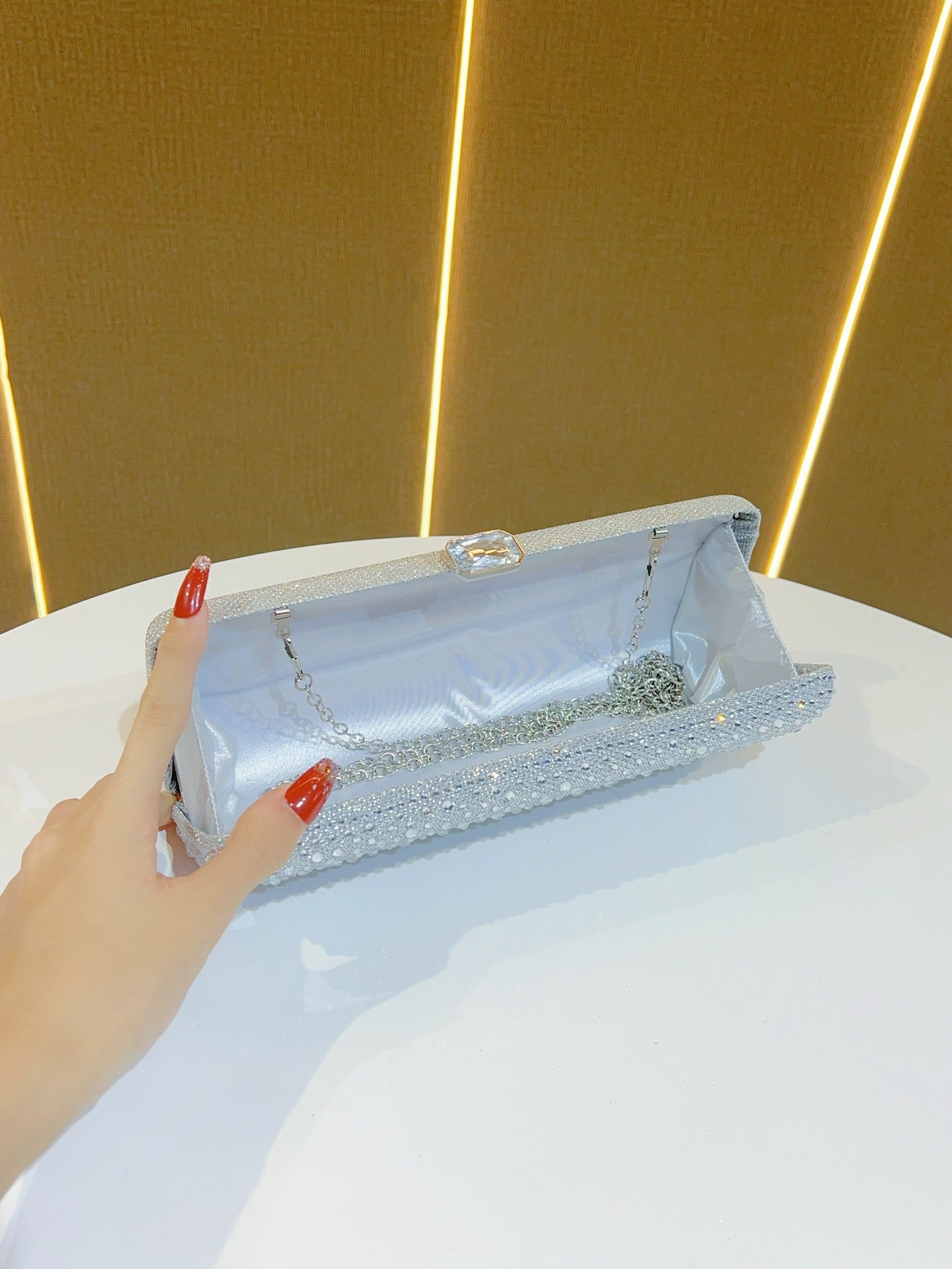 High-grade Full Diamond Shiny French Mobile Women's Clutch